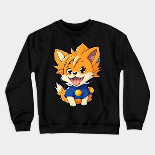 Adorable Cartoon Dog in Goku Style Crewneck Sweatshirt